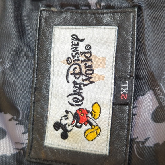 Walt Disney World Leather Jacket 30th Anniversary Vintage 90s Size XXL in Black - Picture 2 of 12